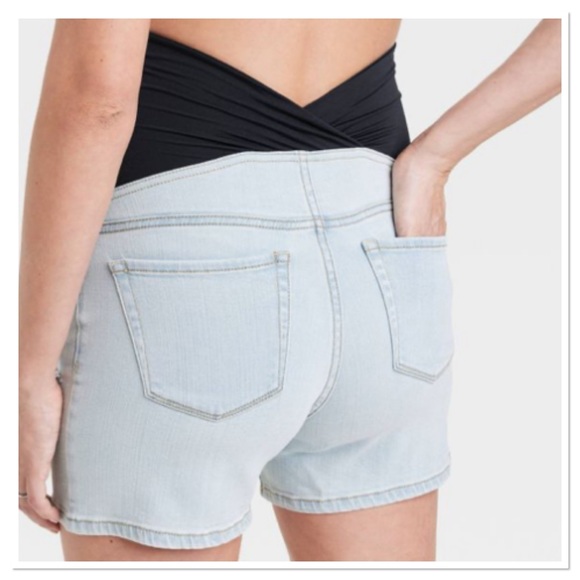 Over Belly Maternity Jean Shorts Isabel Maternity by Ingrid - Picture 5 of 5